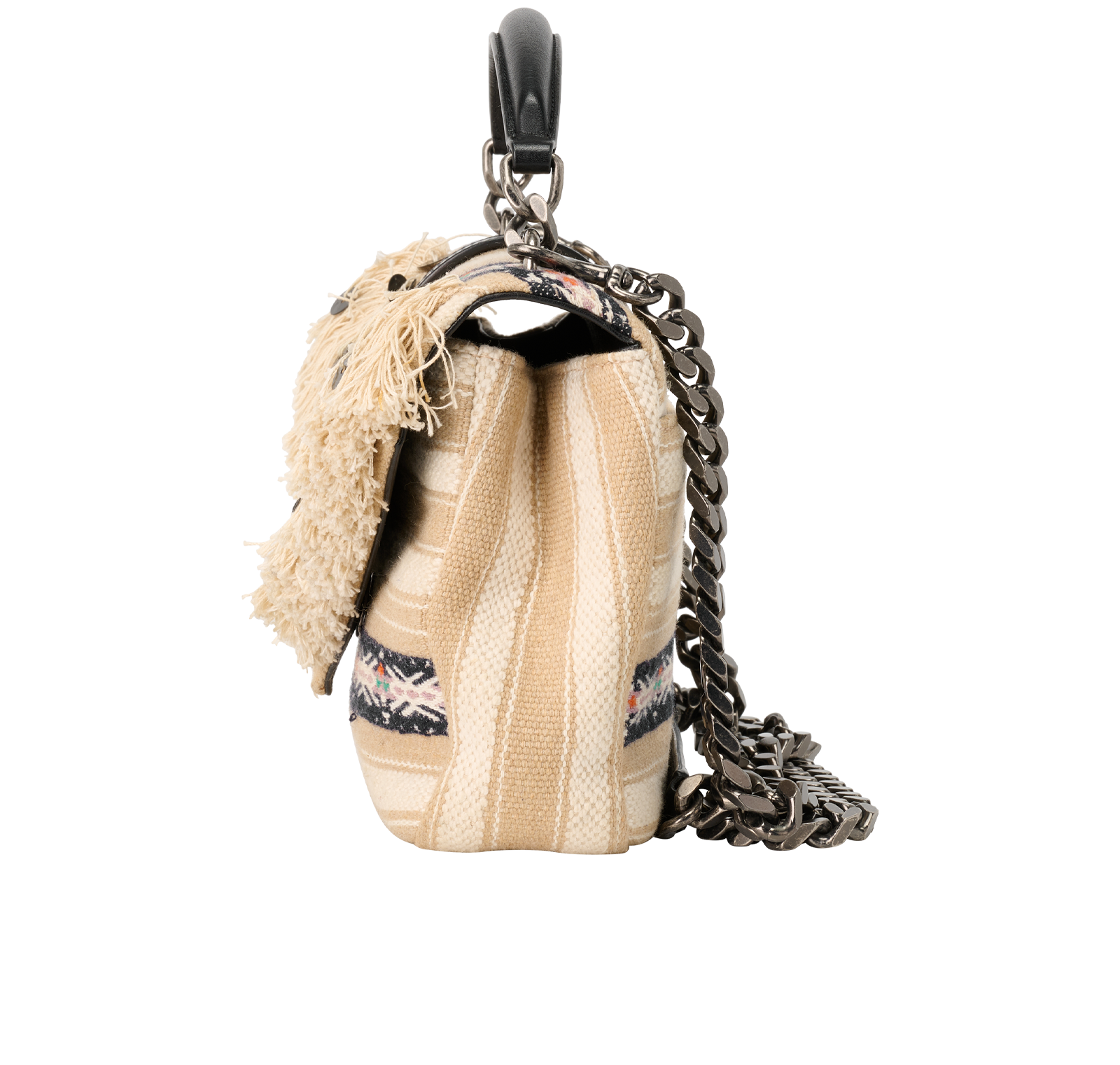 College Jacquard Shoulder Bag, &pound;695, Handbags, Beige, Canvas, Bottom view